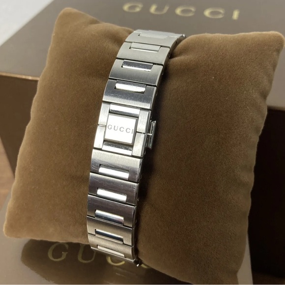 GUCCI Stainless Steel Black Mother of Pearl 115 Pantheon Quartz Watch - Picture 3 of 10